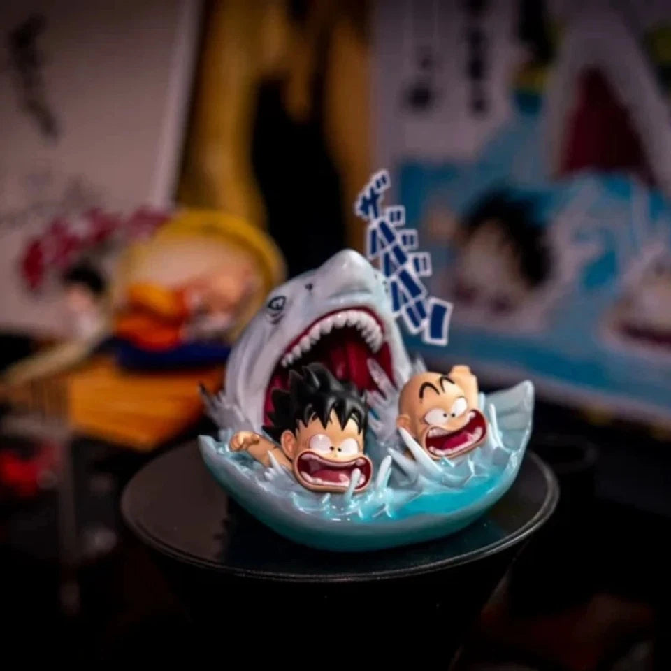 Childhood Goku & Krillin Shark Attack Dragon Ball Anime Figure PVC 2.5" [No Box]