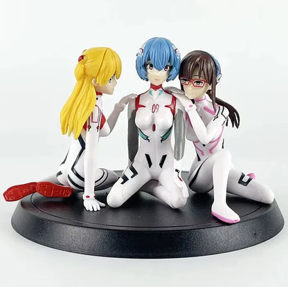 Asuka, Rei Ayanami, Mari Illustrious Neon Genesis Evangelion Anime Figures PVC 4" [No Box, 3 pc set]