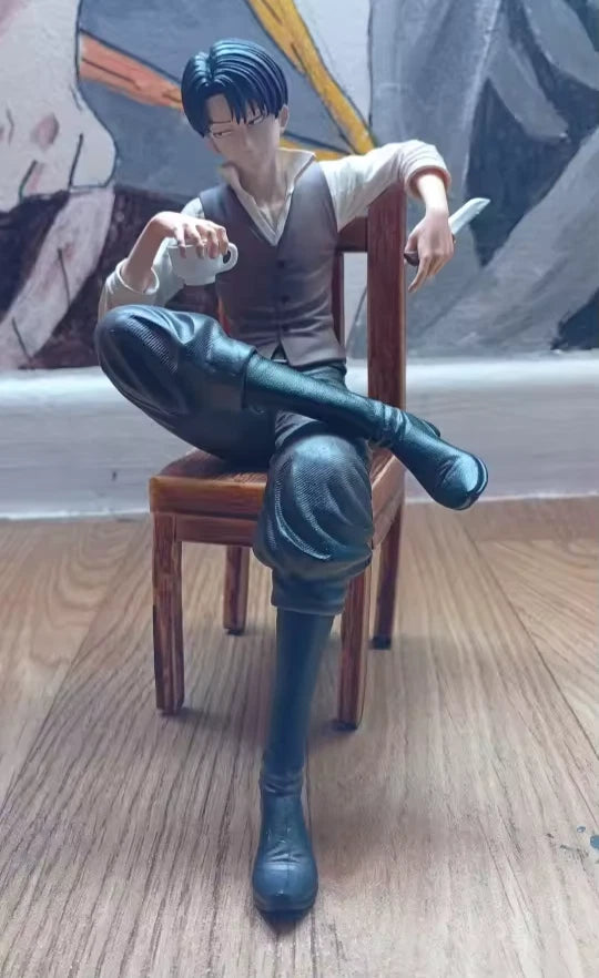 Levi Ackerman Sitting Ver. Attack on Titan Anime Figure Model Statue PVC 7.4" [No Box]