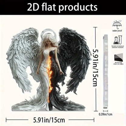 Fallen Angel Beautiful Lady Ornament Desktop Shelf 2D Acrylic Stand 5.9 in