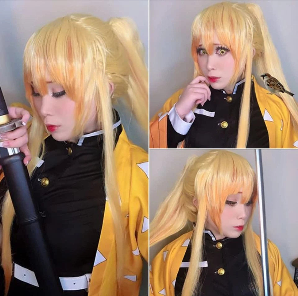 Zenitsu Agatsuma Long Hair Wig Demon Slayer Cosplay 37"  Heat Resistant - Synthetic