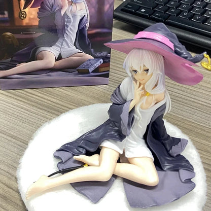 Elaina Resting Wandering Witch Kawaii Desktop Anime Figure Model PVC 4" [Boxed]