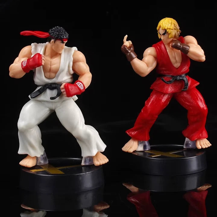 Ryu and Ken Street Fighter Classic Action Figure Model Statue PVC 4" [No Box]