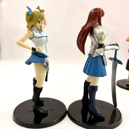 Natsu, Gray, Lucy, Erza Fairy Tail Anime Figure Model Statue PVC 6" [Boxed]