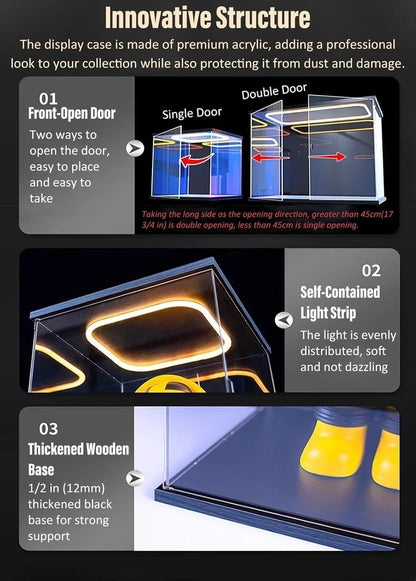 LED Acrylic Display Case Box Openable Door Light Up