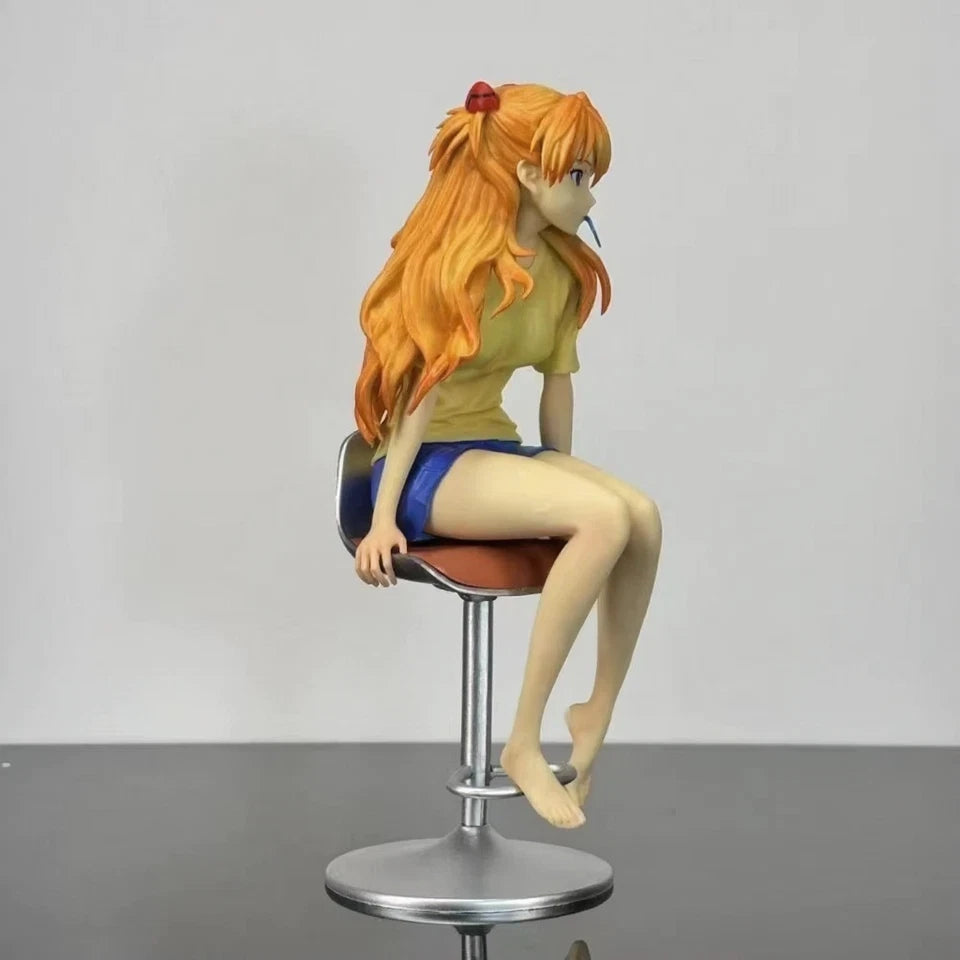 Asuka Sohryuu Sitting Neon Genesis Evangelion Anime Kawaii Figure PVC 9.2" [Boxed]