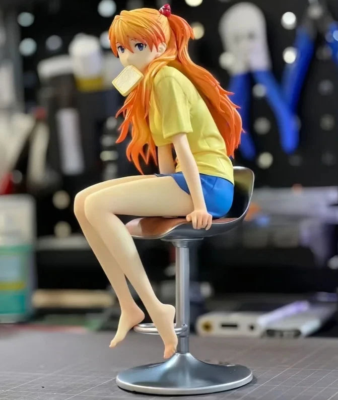 Asuka Sohryuu Sitting Neon Genesis Evangelion Anime Kawaii Figure PVC 9.2" [Boxed]