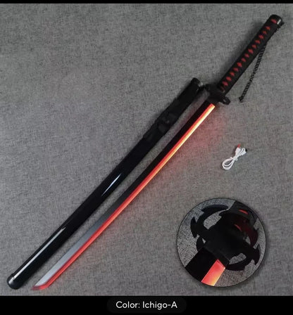 Led Luminous Bleach Katana Ichigo Rukia Sword Cosplay Light up 41"