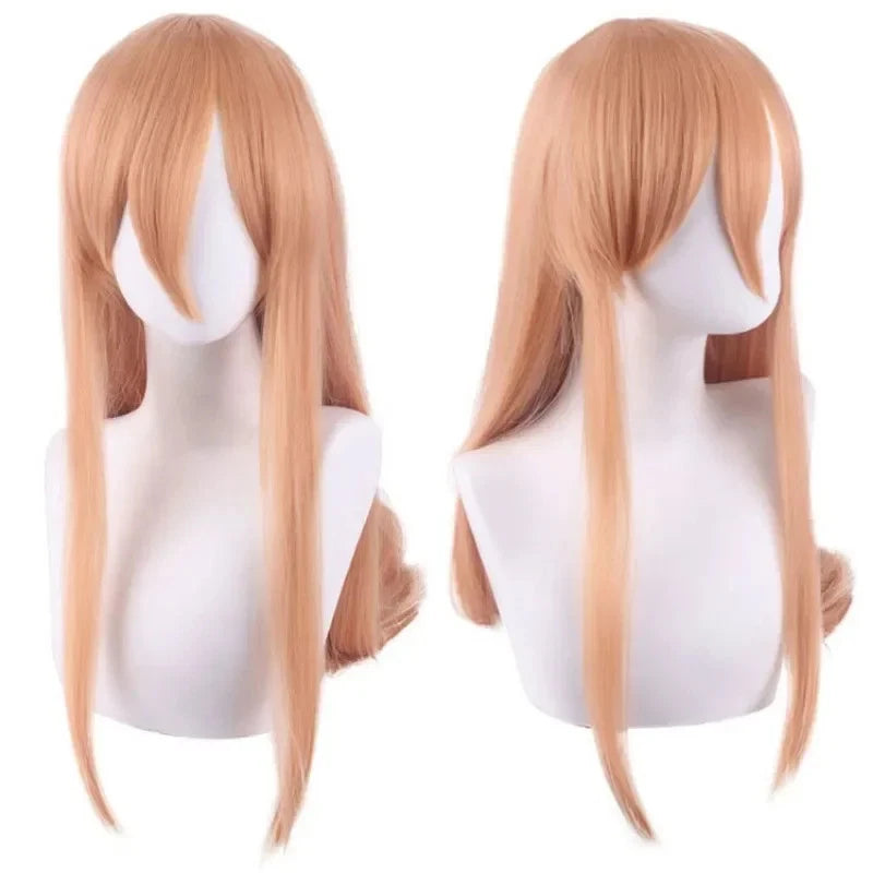 Power Cosplay Chainsaw Man Wig 36" Long Orange Hair Heat Resistant - Synthetic