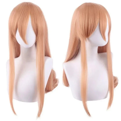 Power Cosplay Chainsaw Man Wig 36" Long Orange Hair Heat Resistant - Synthetic