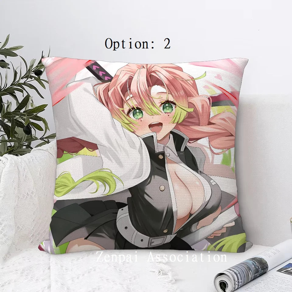 Mitsuri Demon Slayer Anime Kawaii Soft Pillow Cushion Cover 2 x 2 ft