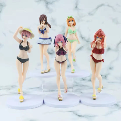 Nakano Sisters Bikini Quintessential Quintuplets Kawaii Anime Figures PVC 6” [No Box]