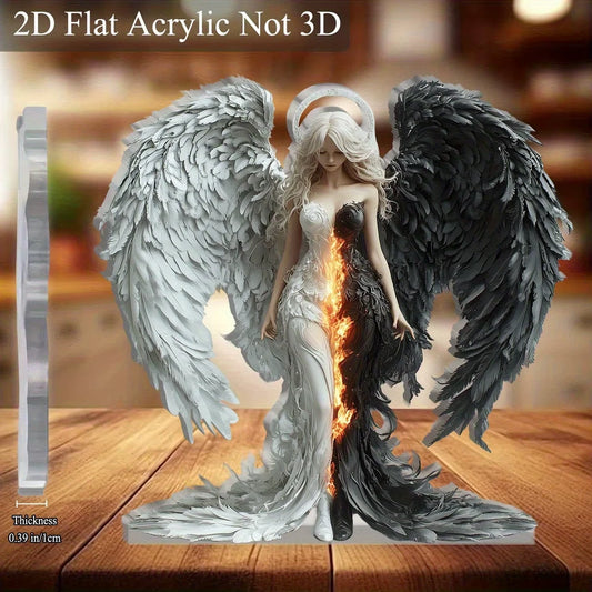 Fallen Angel Beautiful Lady Ornament Desktop Shelf 2D Acrylic Stand 5.9 in