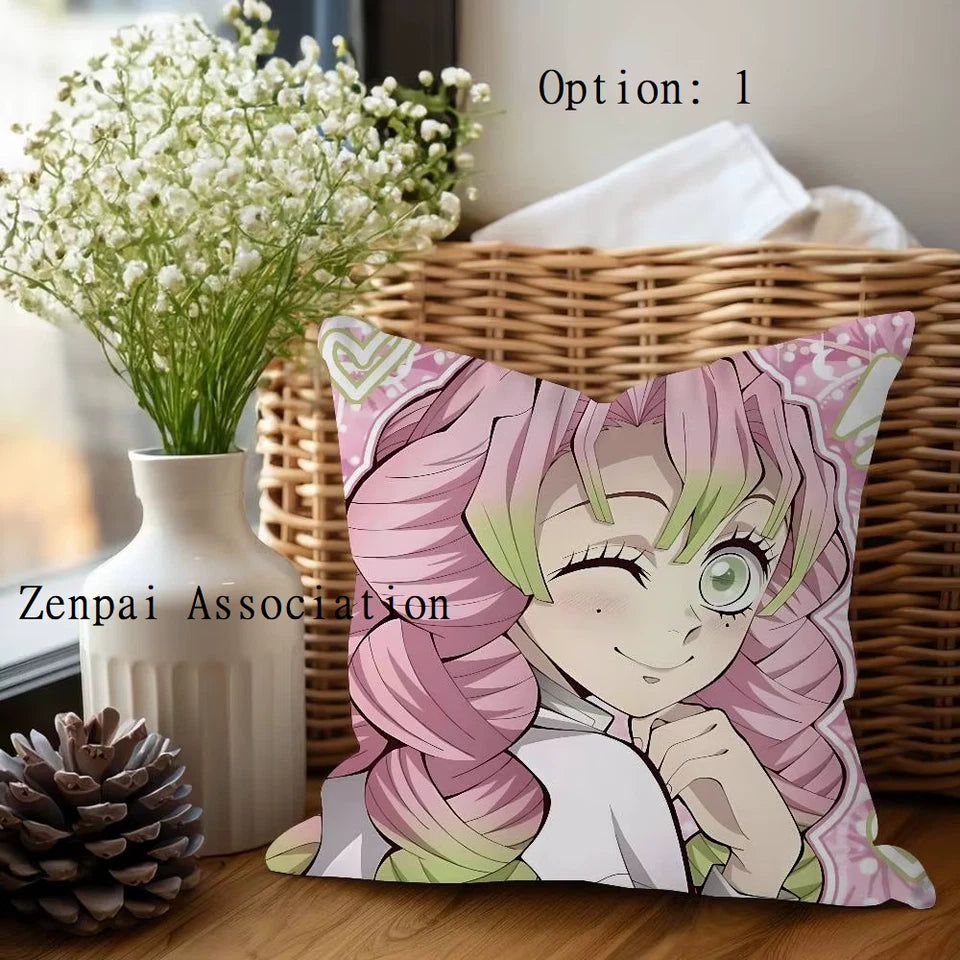 Mitsuri Demon Slayer Anime Kawaii Soft Pillow Cushion Cover 2 x 2 ft