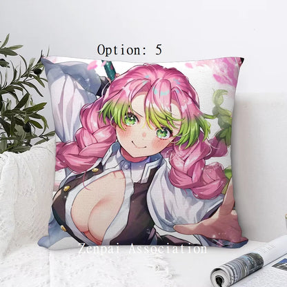 Mitsuri Demon Slayer Anime Kawaii Soft Pillow Cushion Cover 2 x 2 ft