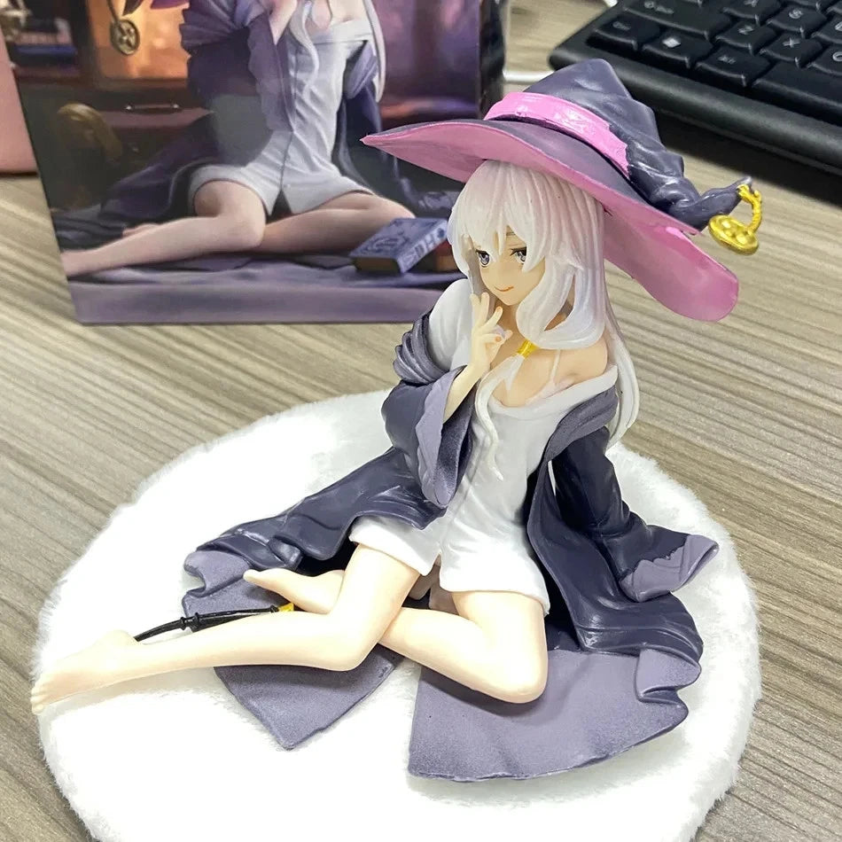 Elaina Resting Wandering Witch Kawaii Desktop Anime Figure Model PVC 4" [Boxed]