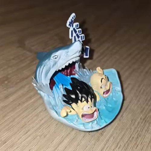 Childhood Goku & Krillin Shark Attack Dragon Ball Anime Figure PVC 2.5" [No Box]