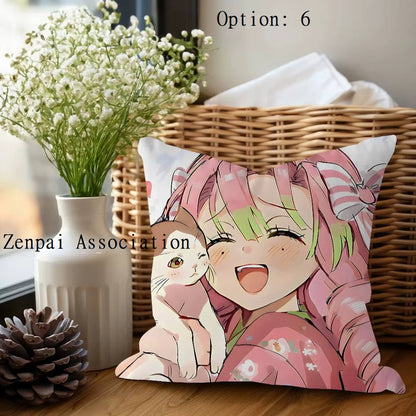 Mitsuri Demon Slayer Anime Kawaii Soft Pillow Cushion Cover 2 x 2 ft