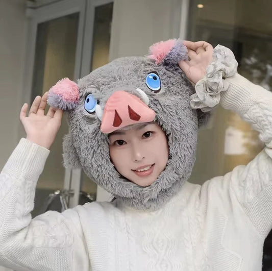 Demon Slayer: Inosuke Hashibira Boar Earflap Plush Hat