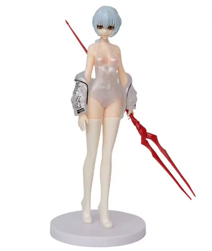 Rei Ayanami Latex Bodysuit Neon Genesis Evangelion Kawaii Anime Figure PVC 8" [No Box]