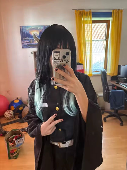 Muichiro Tokito Cosplay Wig Demon Slayer Anime 24" Heat Resistant + wig cap