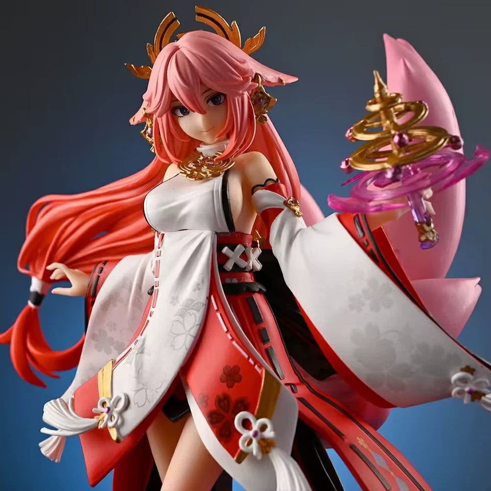 Yae Miko Cheongsam Katsune Genshin Impact RPG Kawaii Figure PVC 8.8" [Boxed]