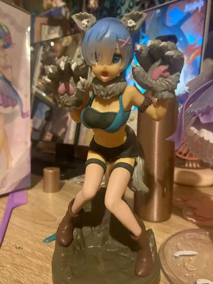 Rem Grey Wolf Re: Zero Kawaii Anime Figure Model Statue PVC 7" [No Box]