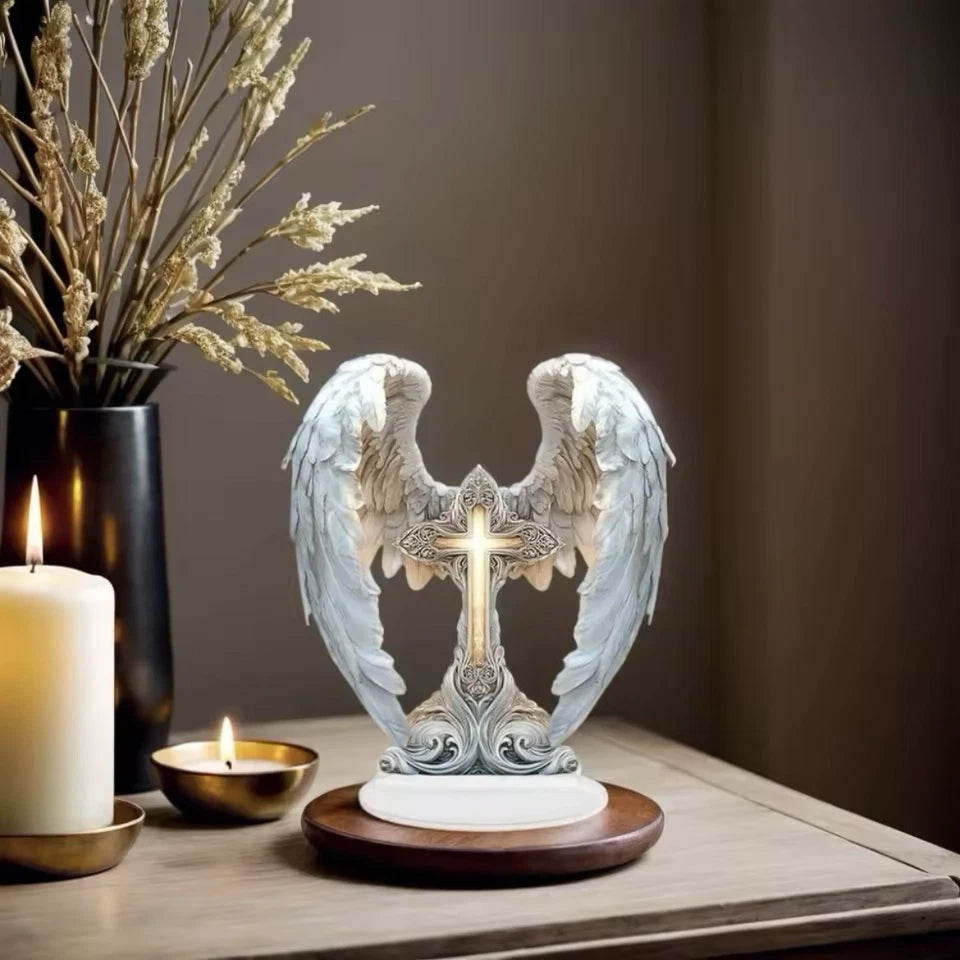 Fallen Angel Winged Cross Beautiful Ornament 2D Acrylic Stand 8.27 in