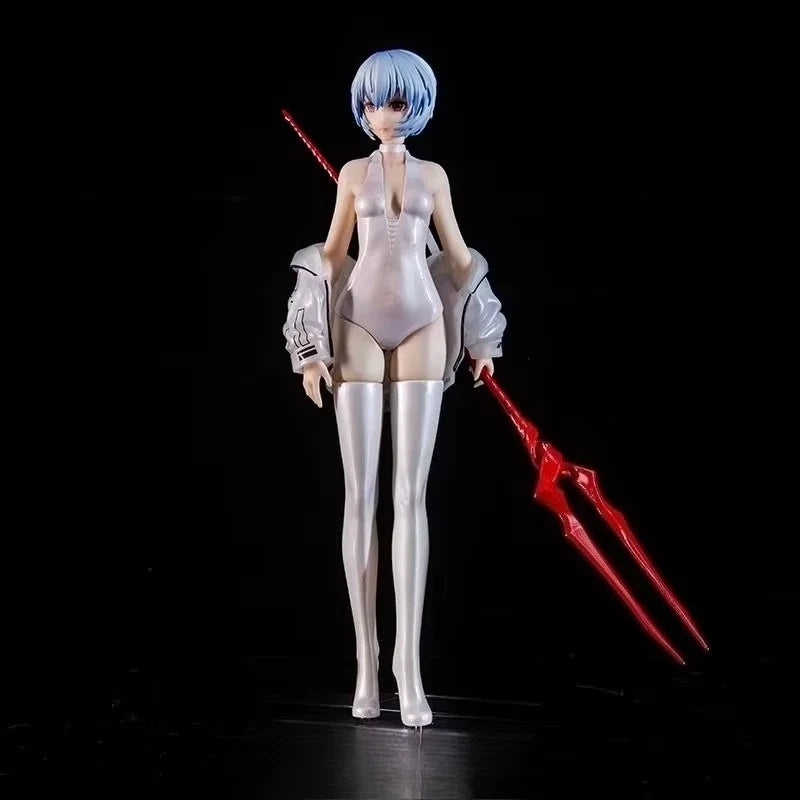 Rei Ayanami Latex Bodysuit Neon Genesis Evangelion Kawaii Anime Figure PVC 8" [No Box]