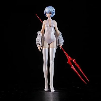 Rei Ayanami Latex Bodysuit Neon Genesis Evangelion Kawaii Anime Figure PVC 8" [No Box]