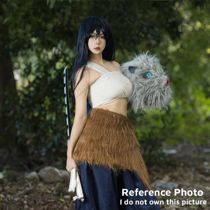 Inosuke Cosplay Demon Slayer Full Set: Ankles, Pants, Skirt, Wig, & Mask
