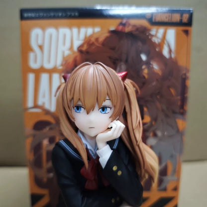 Asuka Squatting Neon Genesis Evangelion Anime Kawaii Figure PVC 5.2 in [Boxed]