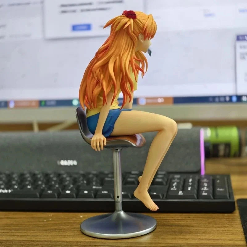 Asuka Sohryuu Sitting Neon Genesis Evangelion Anime Kawaii Figure PVC 9.2" [Boxed]