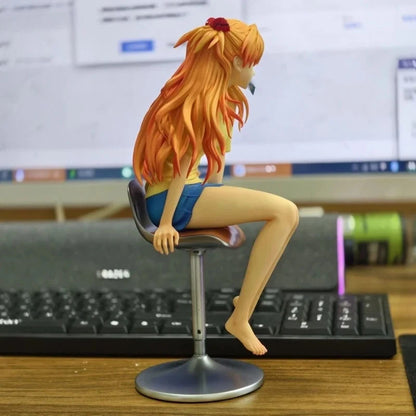 Asuka Sohryuu Sitting Neon Genesis Evangelion Anime Kawaii Figure PVC 9.2" [Boxed]