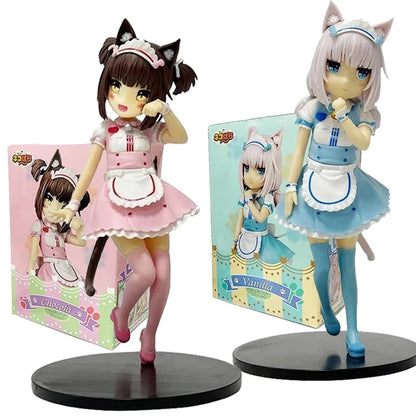 Chocola & Vanilla Maid Outfit Nekopara Anime Figure Model Statue PVC 7" [Boxed]