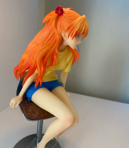 Asuka Sohryu Sitting Neon Genesis Evangelion Anime Figure PVC 9" [No Box]
