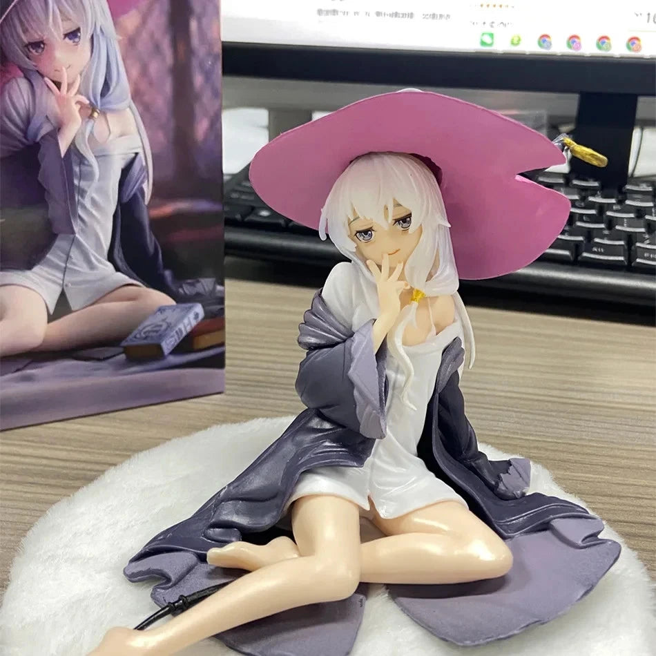 Elaina Resting Wandering Witch Kawaii Desktop Anime Figure Model PVC 4" [Boxed]
