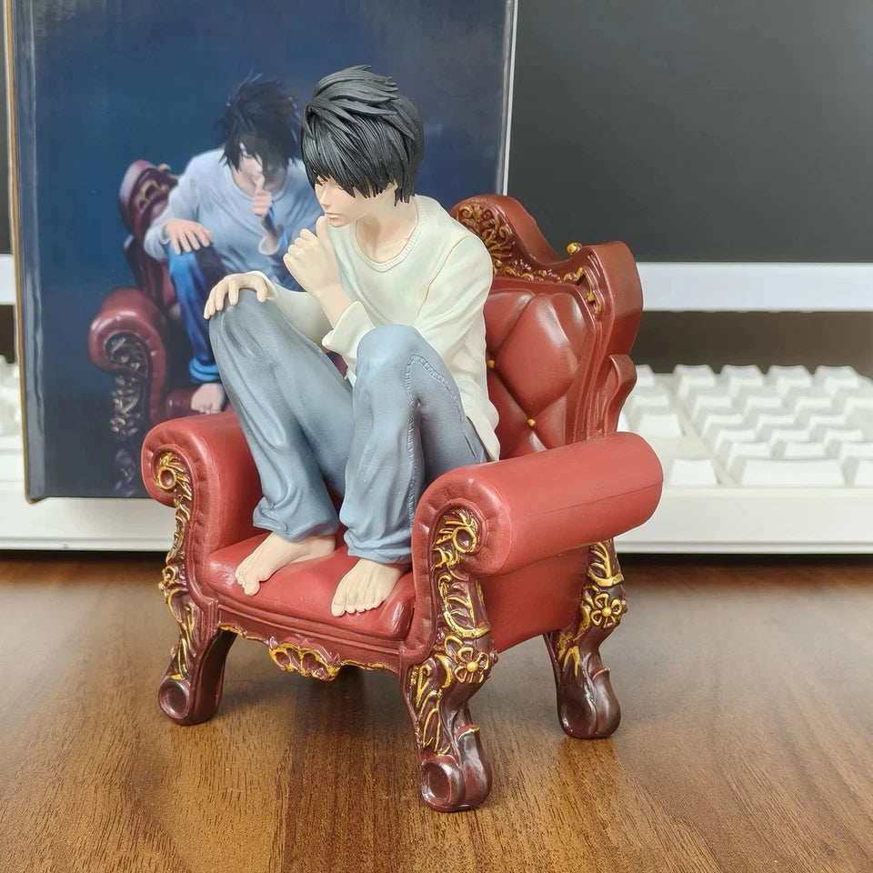 L Lawliet Squatting on Sofa Death Note Anime Figure Model Statue PVC 6" [Boxed]