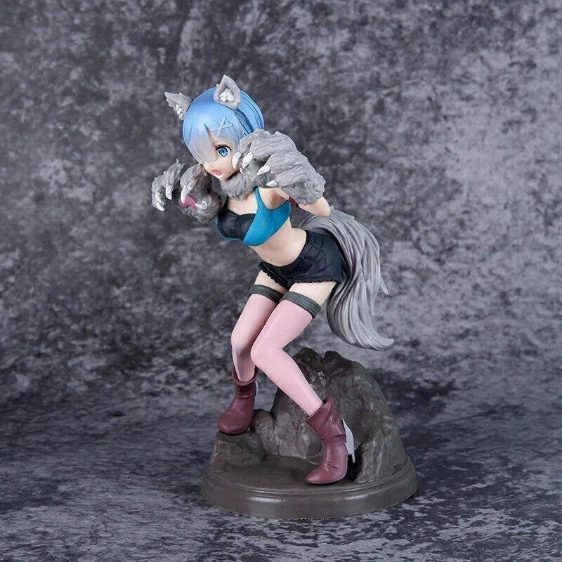 Rem Grey Wolf Re: Zero Kawaii Anime Figure Model Statue PVC 7" [No Box]