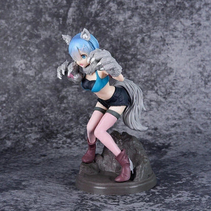Rem Grey Wolf Re: Zero Kawaii Anime Figure Model Statue PVC 7" [No Box]