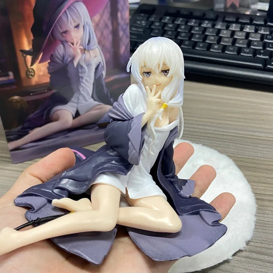 Elaina Resting Wandering Witch Kawaii Desktop Anime Figure Model PVC 4" [Boxed]