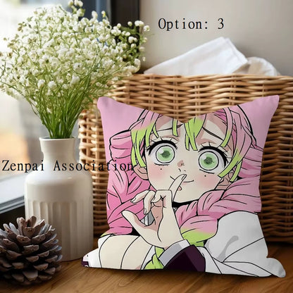 Mitsuri Demon Slayer Anime Kawaii Soft Pillow Cushion Cover 2 x 2 ft