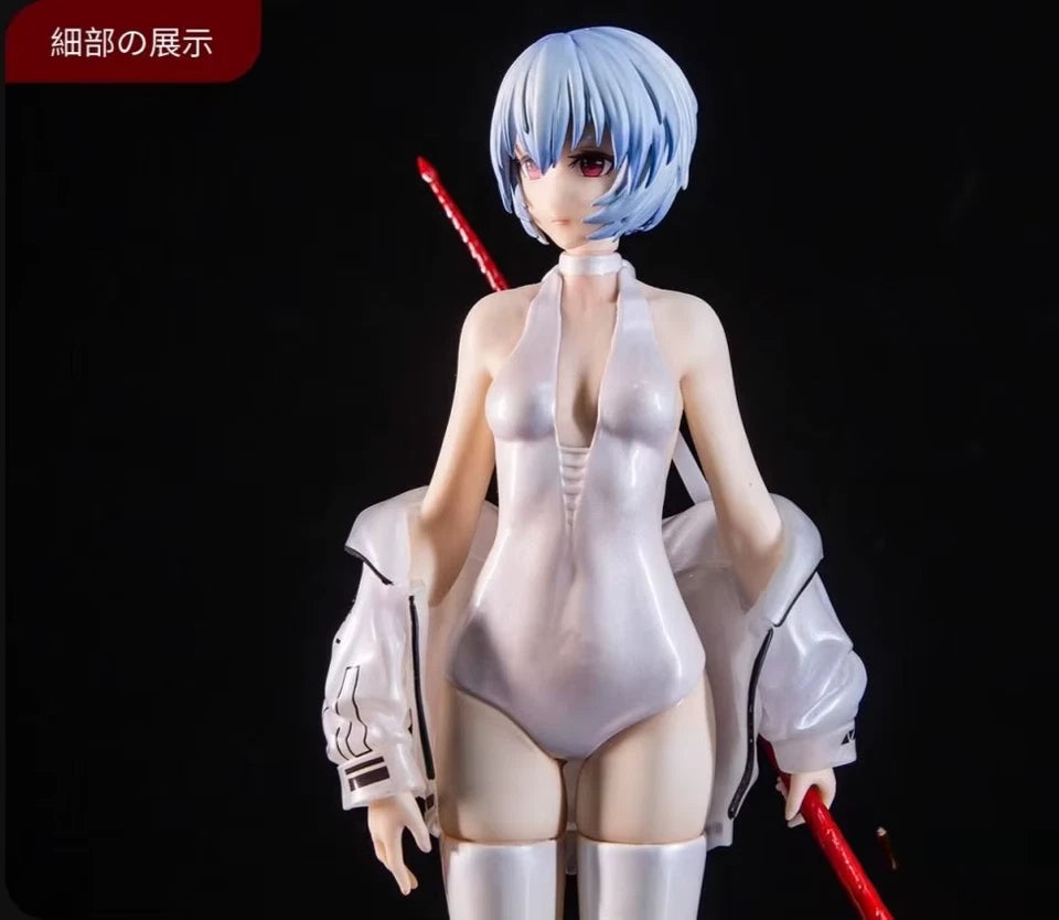 Rei Ayanami Latex Bodysuit Neon Genesis Evangelion Kawaii Anime Figure PVC 8" [No Box]