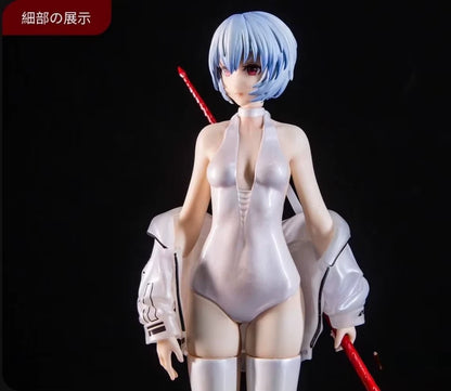 Rei Ayanami Latex Bodysuit Neon Genesis Evangelion Kawaii Anime Figure PVC 8" [No Box]