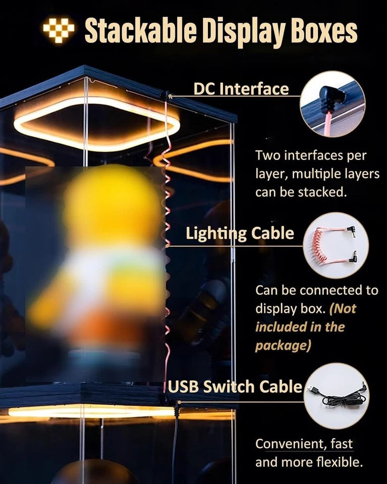 LED Acrylic Display Case Box Openable Door Light Up