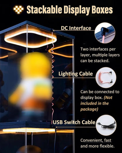 LED Acrylic Display Case Box Openable Door Light Up