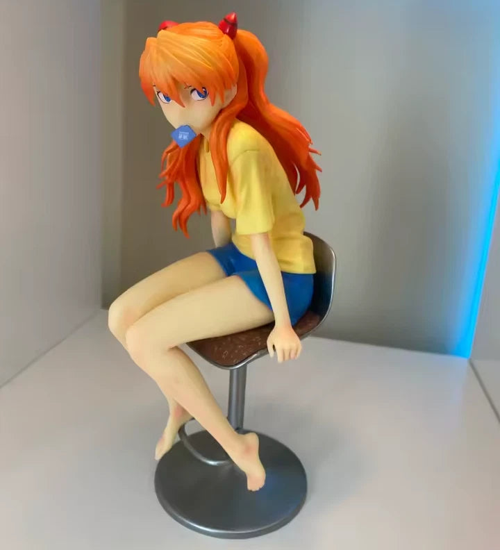 Asuka Sohryu Sitting Neon Genesis Evangelion Anime Figure PVC 9" [No Box]