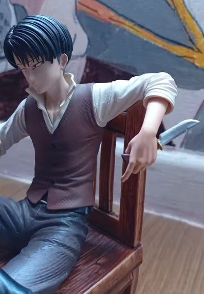 Levi Ackerman Sitting Ver. Attack on Titan Anime Figure Model Statue PVC 7.4" [No Box]