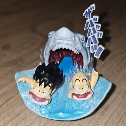 Childhood Goku & Krillin Shark Attack Dragon Ball Anime Figure PVC 2.5" [No Box]