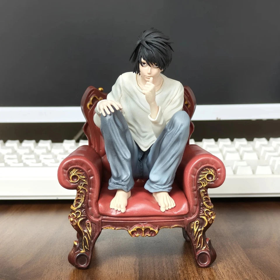 L Lawliet Squatting on Sofa Death Note Anime Figure Model Statue PVC 6" [Boxed]